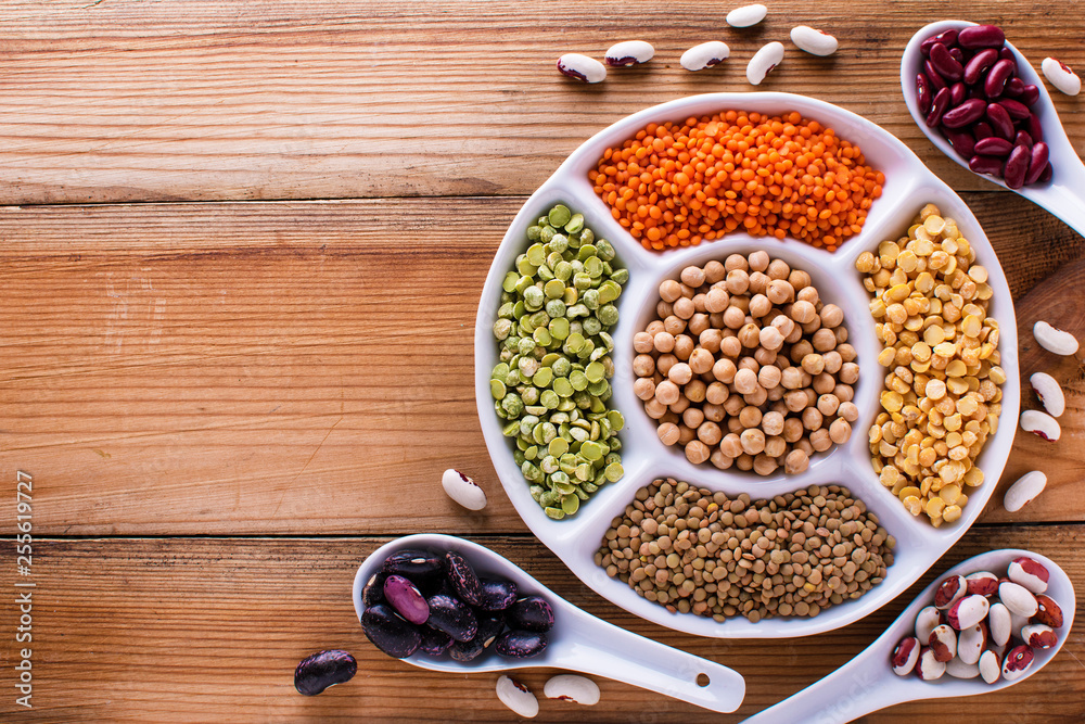 Legumes, lentils, chikpea and beans assortment Legumes, lentils, chikpea and beans assortment