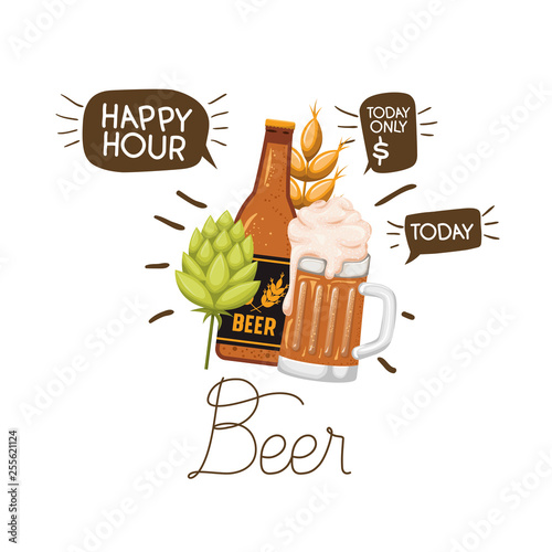 bottle of beer and glass isolated icon