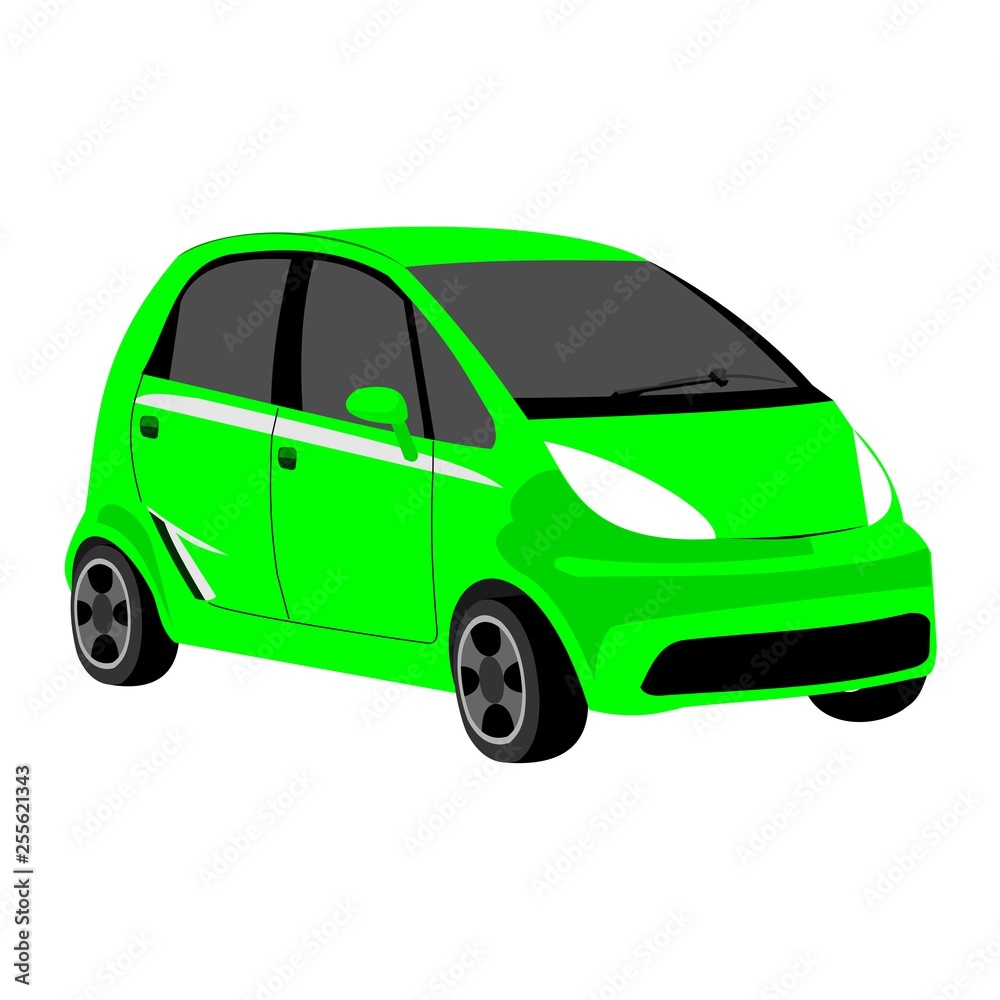 isolated little green car
