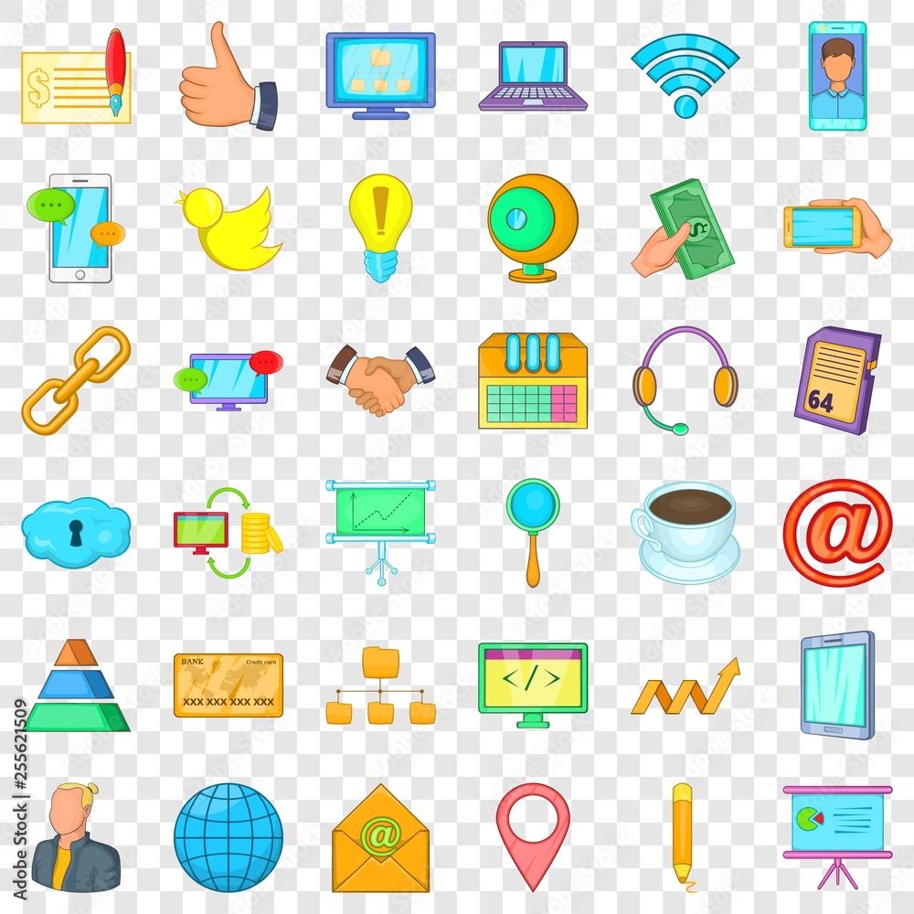 Company icons set. Cartoon style of 36 company vector icons for web for any design
