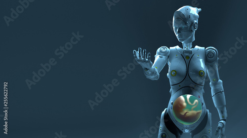 robot woman, sci-fi woman animation of the digital world of the future of neural networks and the artificial intelligence © evgeniy