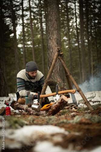 Camping, Bushcraft in the woods