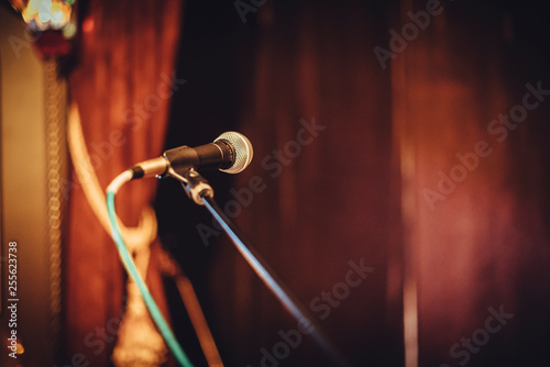 a lone mic at a stage