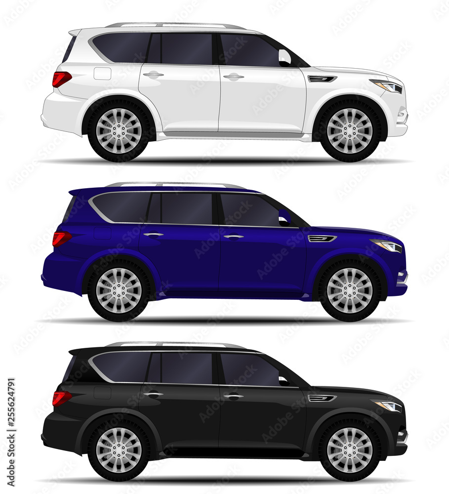 Fototapeta premium realistic SUV car. cars set. side view.