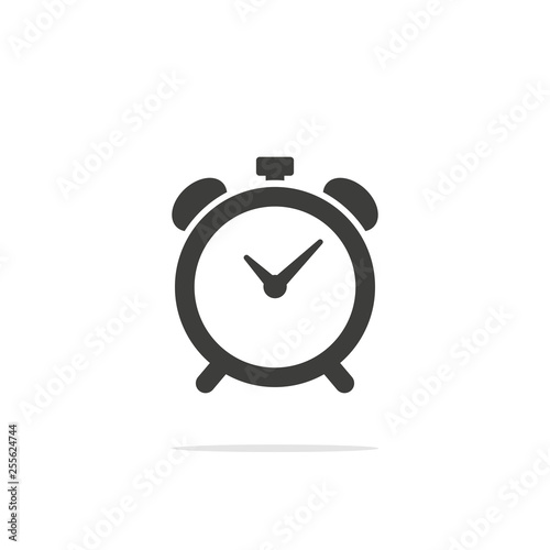 Monochrome vector illustration alarm clock icon isolated on white background.