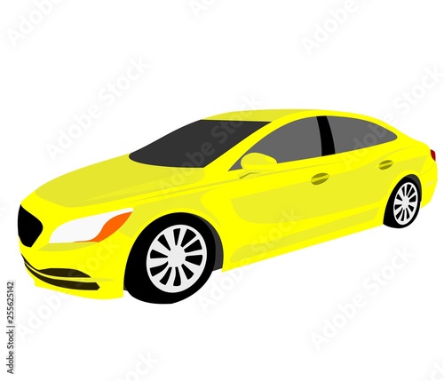 isolated yellow car