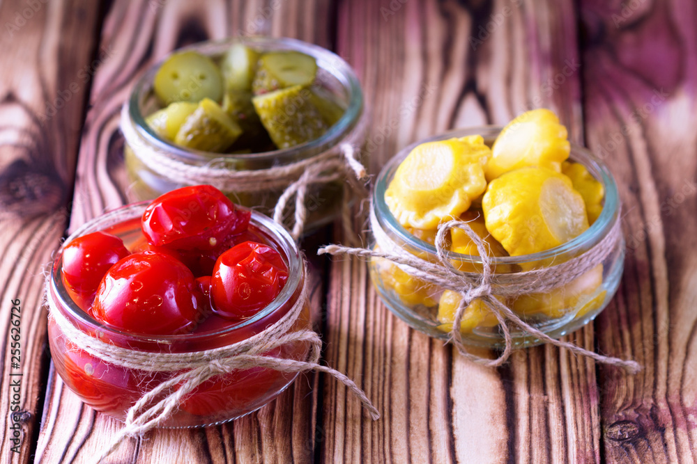 Jars of fermented vegetables.