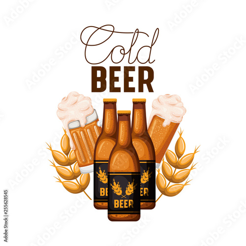 cold beer label isolated icon