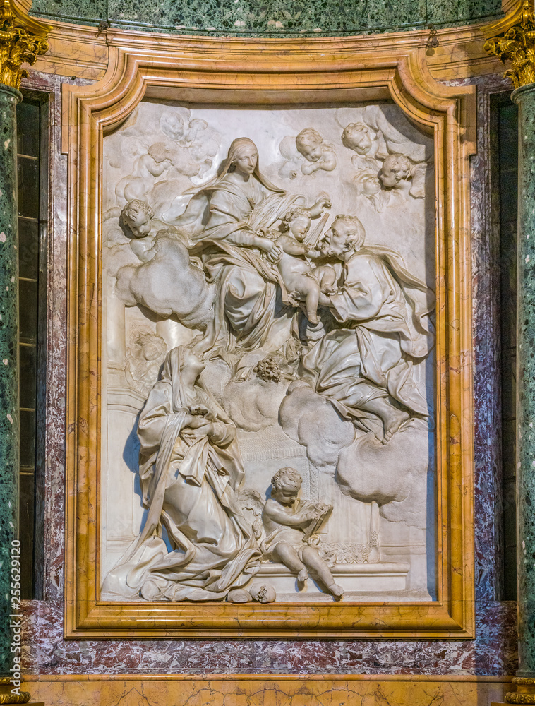 Bas relief in the Altieri chapel in the Church of Santa Maria in Portico in Campitelli in Rome, Italy.