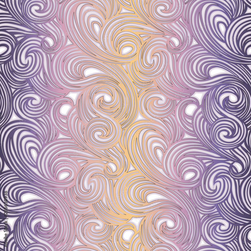 Abstract seamless vector pattern. Vortex stripes pattern in delicate violet, pink pastel colors. Wallpaper design, textiles, postal packaging. Abstract seamless vector pattern. Vortex stripes pattern in delicate violet, pink pastel colors. Wallpaper design, textiles, postal packaging.