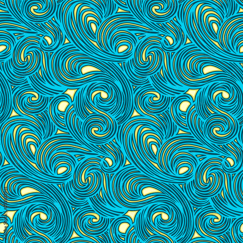Seamless vector pattern. Swirling swirl pattern in the style of Van Gogh post-impressionism. Design wallpaper, fabrics, postal packaging. Seamless vector pattern. Swirling swirl pattern in the style of Van Gogh post-impressionism. Design wallpaper, fabrics, postal packaging.