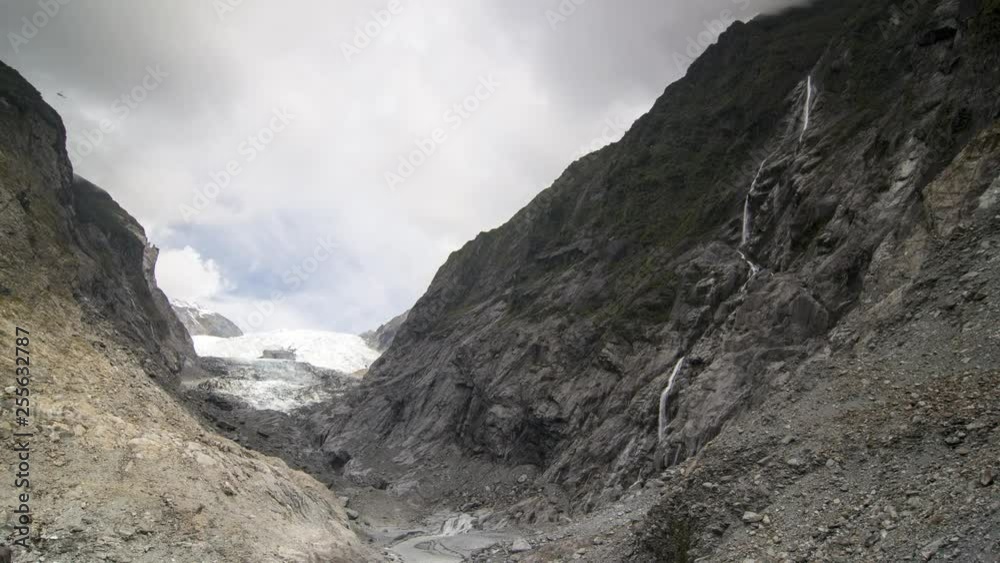 Timelapse waterfall cascade at Franz Josef Glacier. Timelapse waterfall cascade at Franz Josef Glacier.