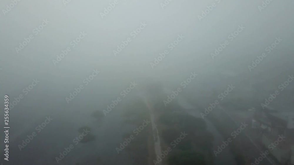 Aerial view heavy mist in the morning at Kaikoura, South Island, New Zealand. Aerial view heavy mist in the morning at Kaikoura, South Island, New Zealand.