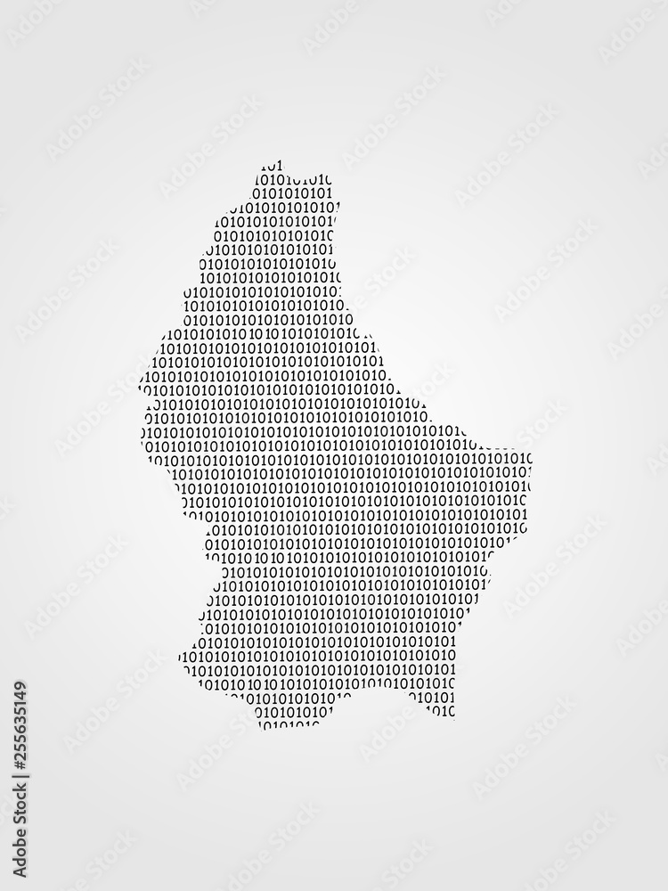 Luxembourg vector map illustration using binary digits or numbers on light background to mean digital country and advancement of technology