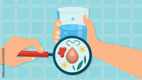 Hand Holding Glass with Dirty Water Illustration