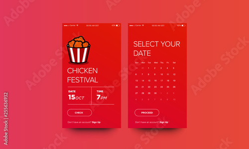Fried Chicken Festival Ticket Booking App Interface Design