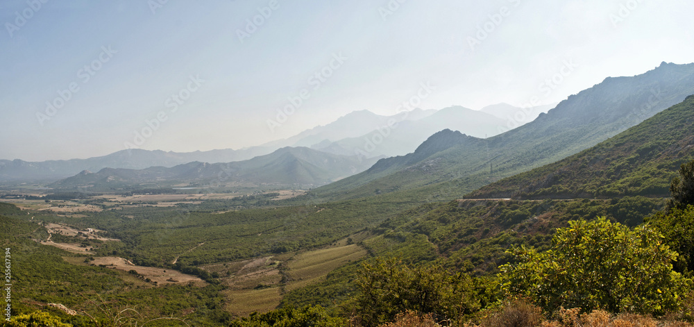 View of a typical mountainous landscape on the island of Corsica