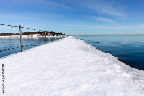 Pier in Winter with Snow