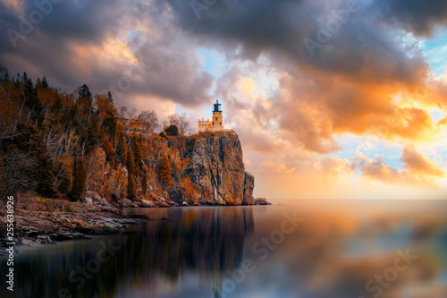 Split rock Lighthouse during sunset photo