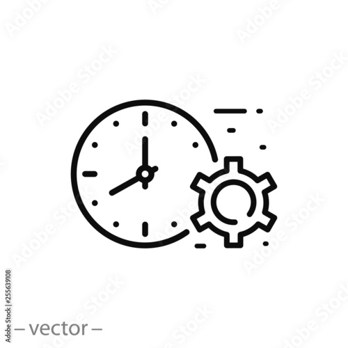 time management icon, project time linear sign on white background - editable stroke vector illustration eps10