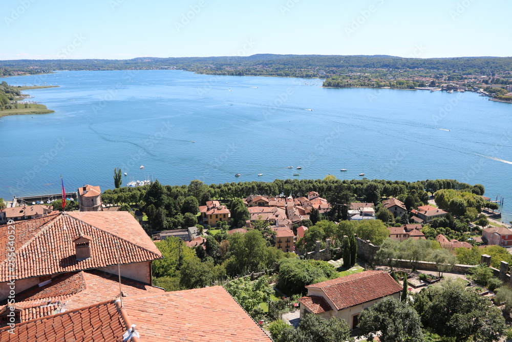 Obraz premium View to Angera from Rocca d'Angera at Lake Maggiore, Italy