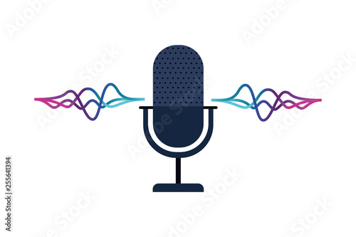 microphone with sound wave isolated icon