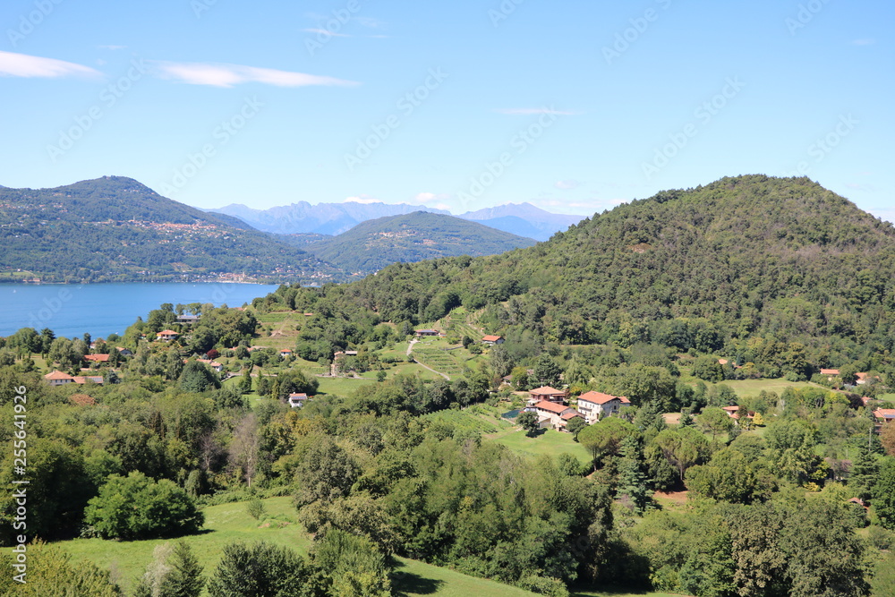 View from Castle Rocca d'Angera in Angera at Lake Maggiore, Italy