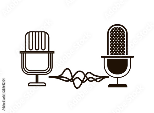 microphone with sound wave isolated icon