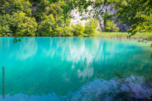  turquoise waters of Plitvice Lakes National Park in Croatia © Tomtsya