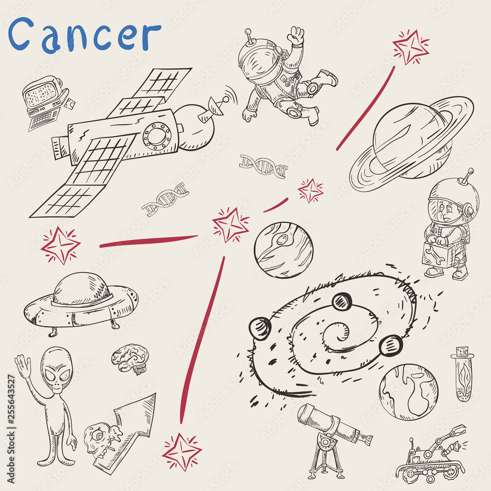 Obraz premium space coloring constellation_4_called with illustrations on science and science fiction themes