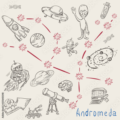 space coloring constellation_13_called with illustrations on science and science fiction themes