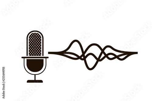 microphone with sound wave isolated icon