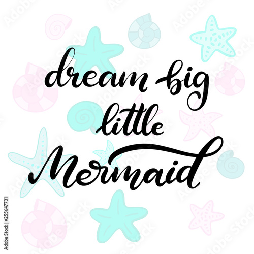 Vector lettering illustration with mermaid