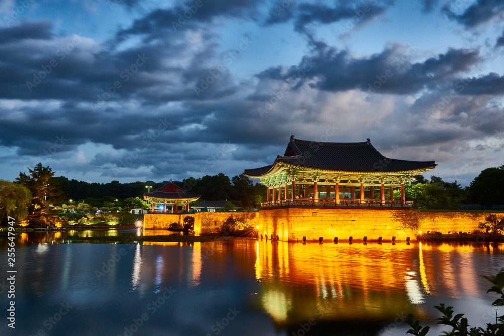 Anapji Pond at evening, Gyeongju, South Korea Anapji Pond at evening, Gyeongju, South Korea