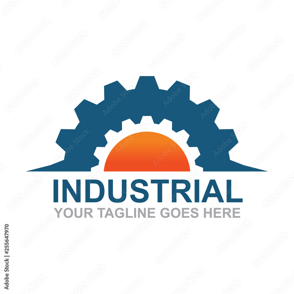Fototapeta premium Industrial logo design vector template with gear icon