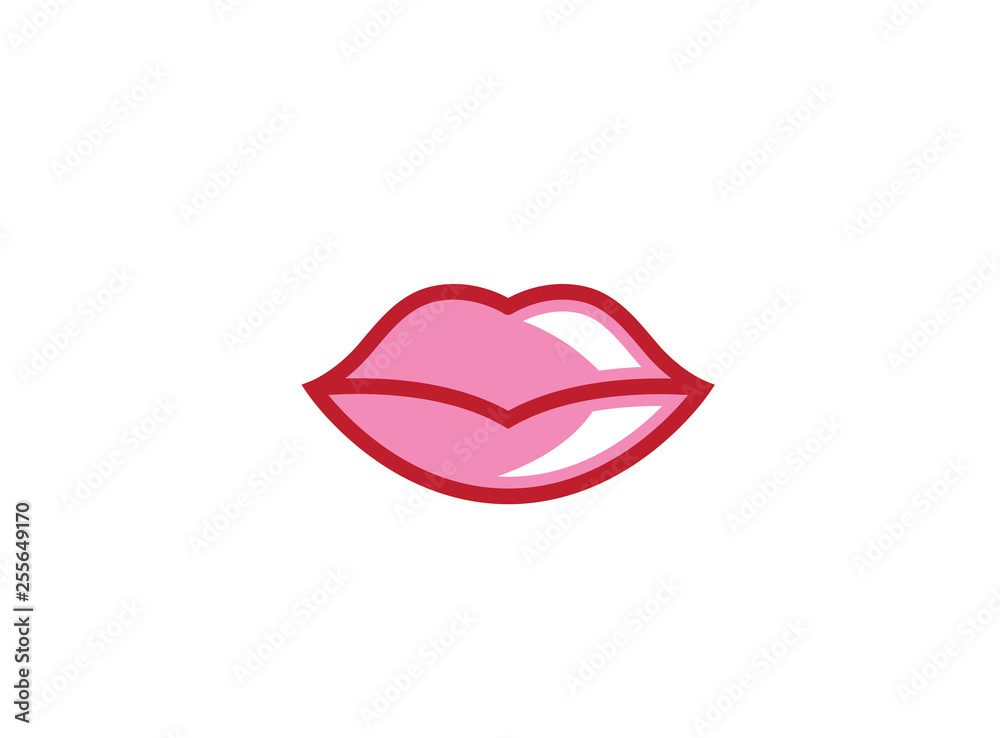 Rose lip woman, mouth for logo design illustration, women lips icon