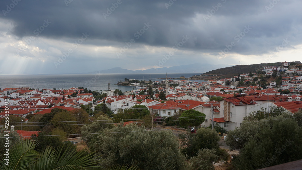 storm clouds from the sea move along coast of turkey Mediterranean
