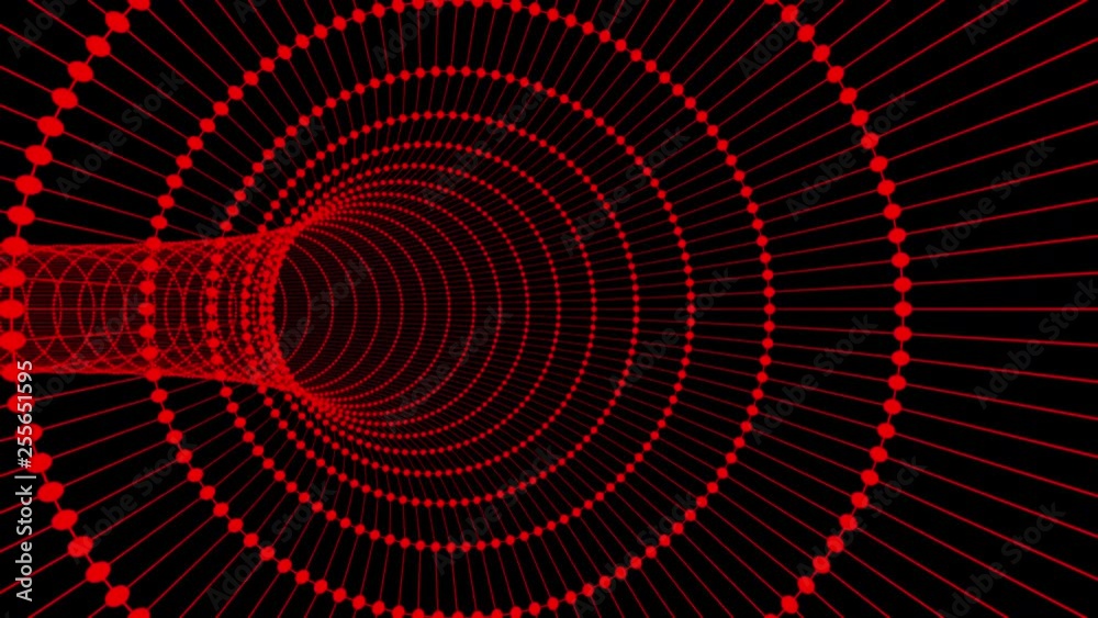 Abstract tunnel with dots and lines, seamless looping