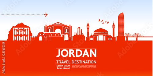 Jordan travel destination vector illustration.
