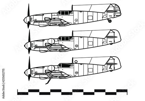 Messerschmitt Bf.109. Outline drawing