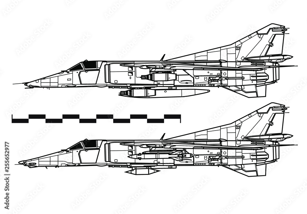 Mikoyan MiG-27 Flogger D. Outline drawing