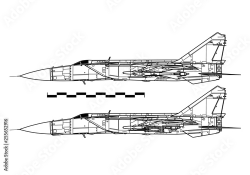 Mikoyan MiG-25 Foxbat. Outline drawing