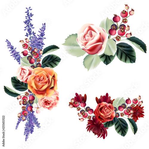 Collection of vector spring lavender bouquets