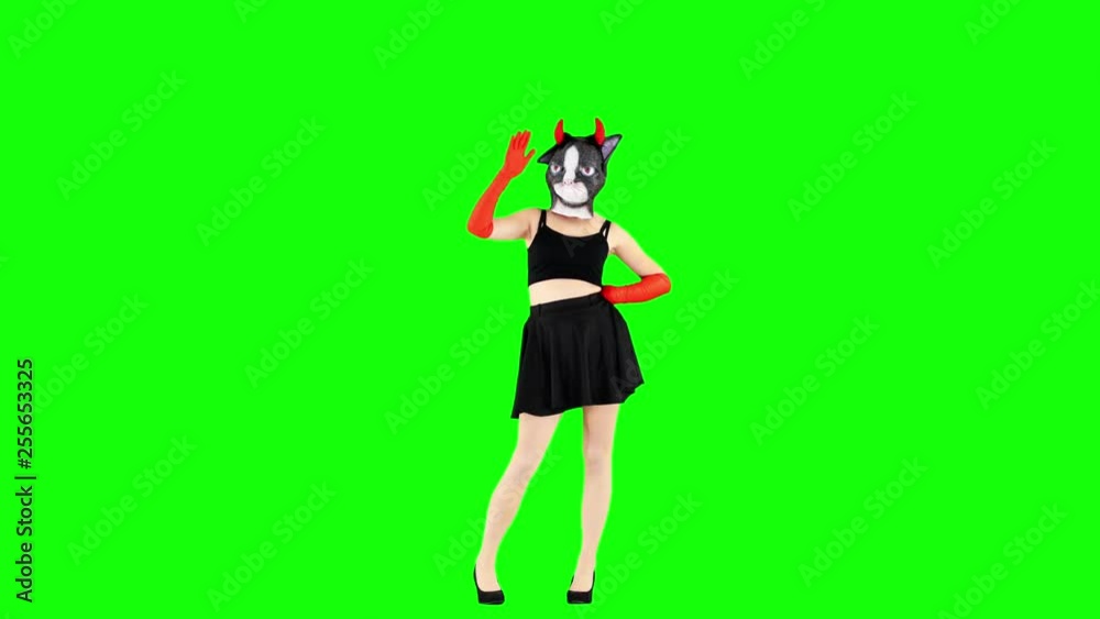 Halloween Girl Waving to The Camera Green Screen Halloween Girl Waving to The Camera Green Screen