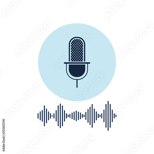 microphone with sound wave isolated icon