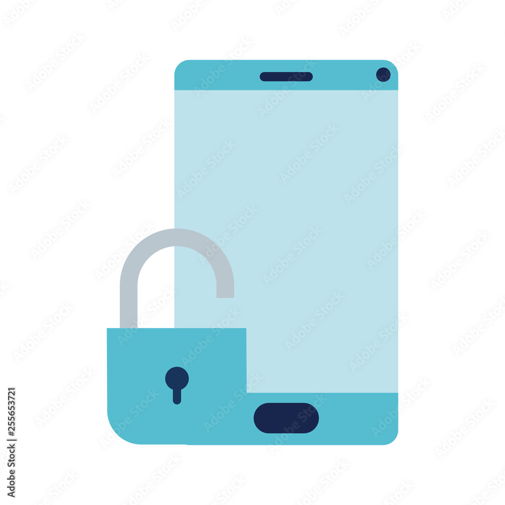 smartphone device with padlocked icon smartphone device with padlocked icon