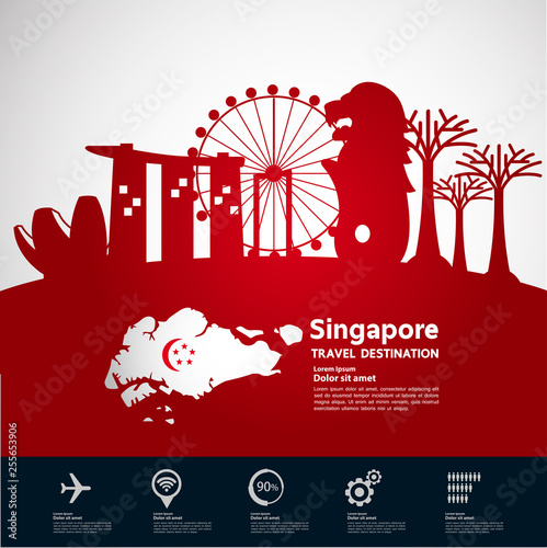 Photography Singapore travel destination vector illustration.