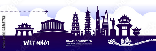 Vietnam travel destination vector illustration.