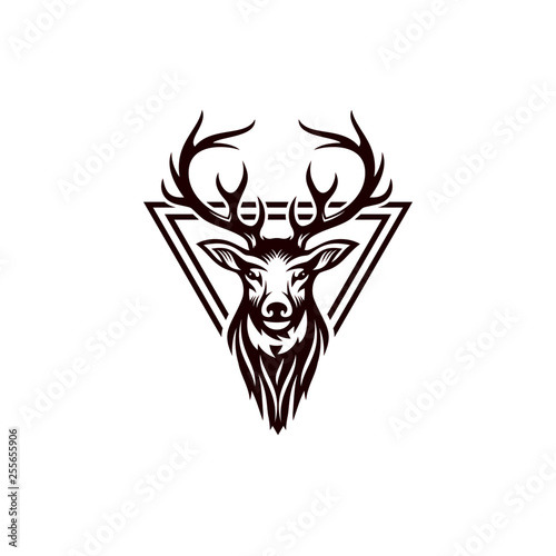 Vintage deer hunter logo design