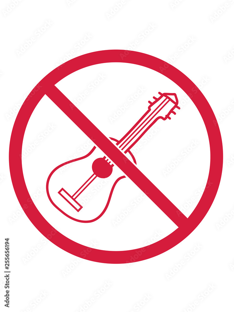 verboten schild keine gitarre zone lernen spielen song cool sänger band party feiern spaß clipart comic cartoon design